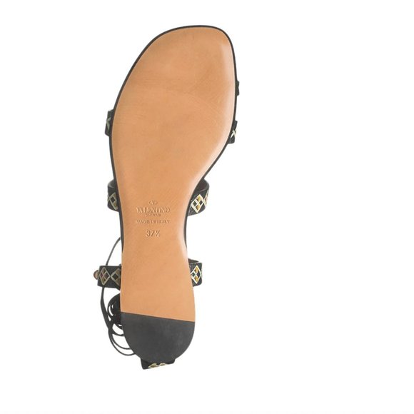 ❣️VALENTINO❣️Stone Embellished Lace Up Ankle Wrap Sandals Size 7 / Size EU 37 - Picture 10 of 13